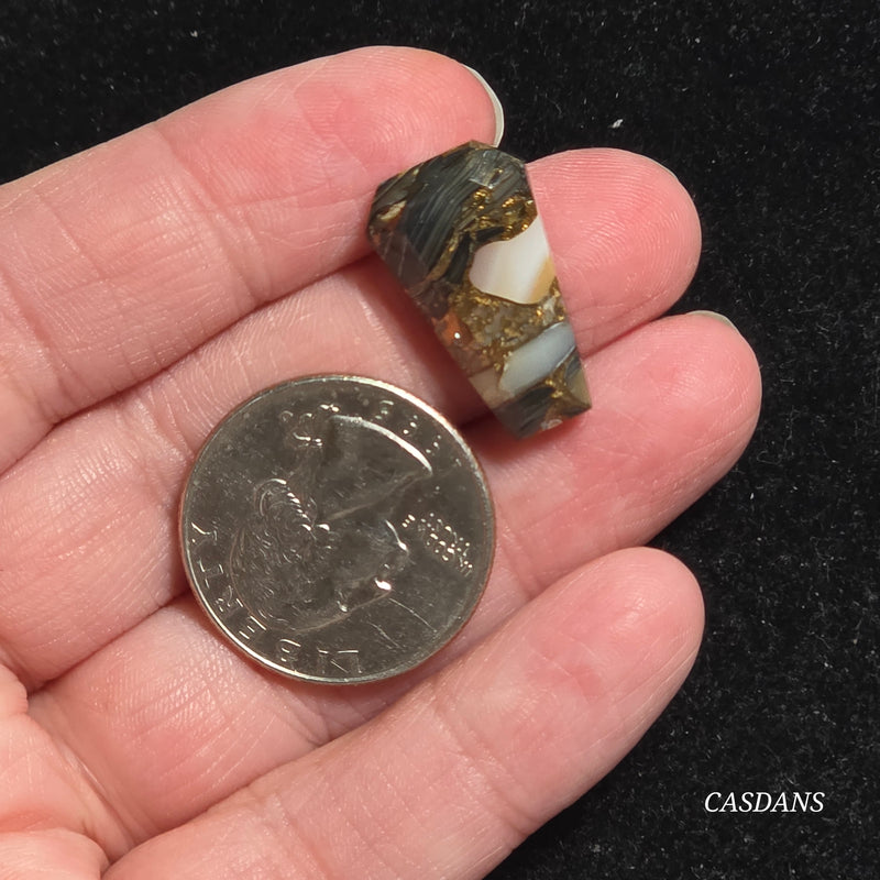 Dream Weaver Composite Coffin Cabochon (Contains Mother of Pearl and Abalone Shell)