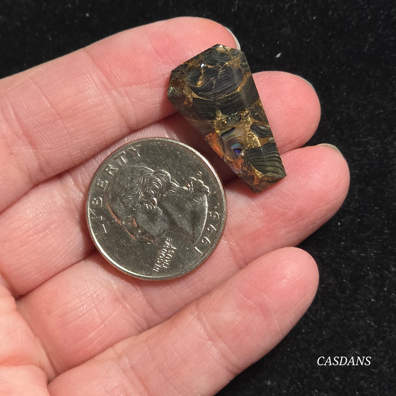 Dream Weaver Composite Coffin Cabochon (Contains Mother of Pearl and Abalone Shell)