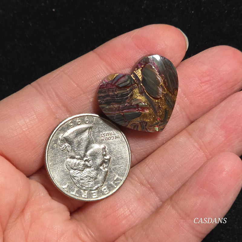Dream Weaver Composite Heart Cabochon (Contains Mother of Pearl and Abalone Shell)