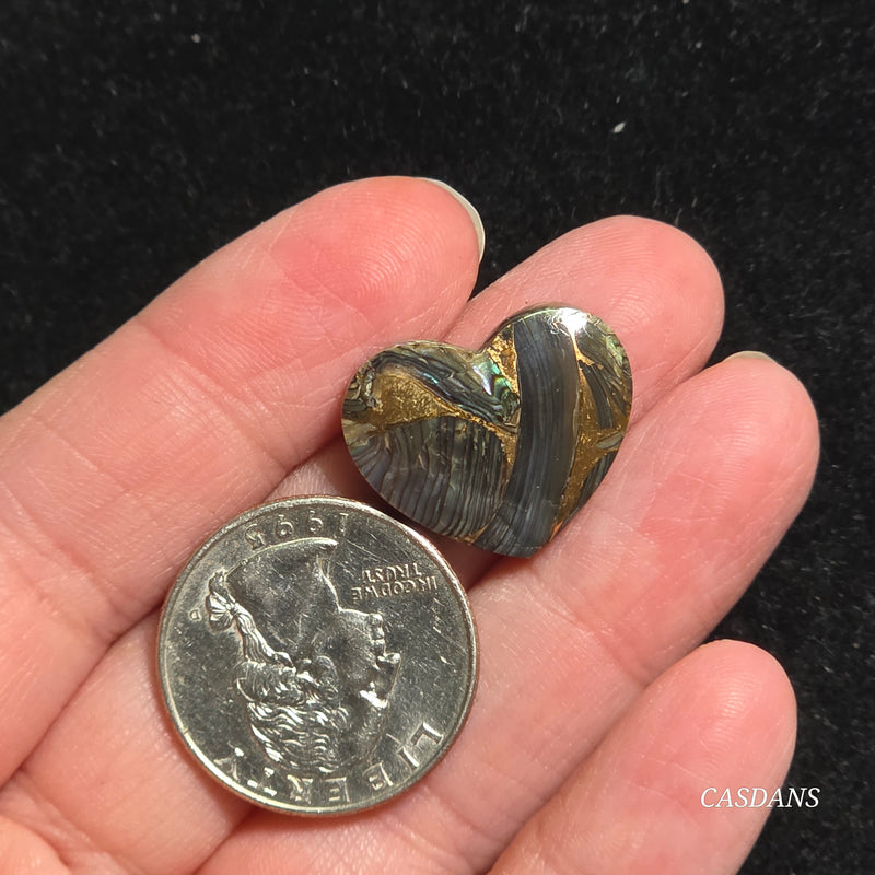 Dream Weaver Composite Heart Cabochon (Contains Mother of Pearl and Abalone Shell)