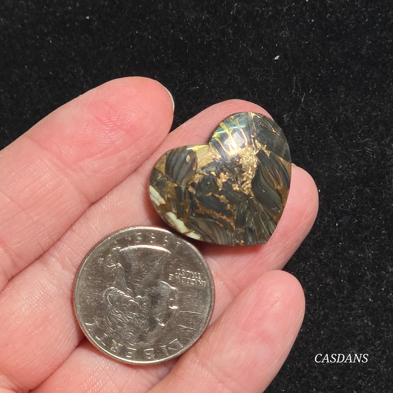 Dream Weaver Composite Heart Cabochon (Contains Mother of Pearl and Abalone Shell)
