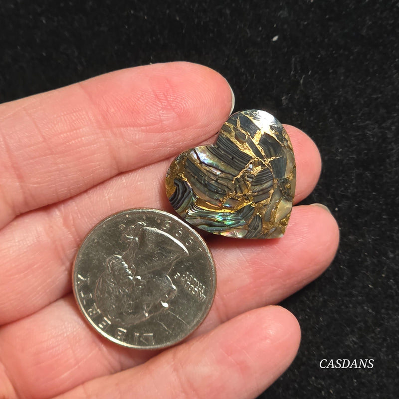 Dream Weaver Composite Heart Cabochon (Contains Mother of Pearl and Abalone Shell)