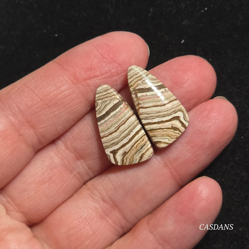 Java Stripe Jasper Cabochon Pair