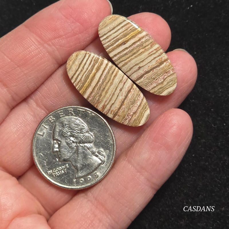 Java Stripe Jasper Cabochon Pair