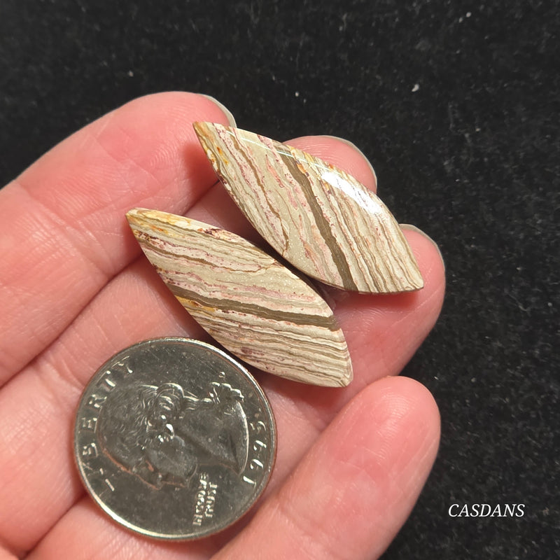 Java Stripe Jasper Cabochon Pair