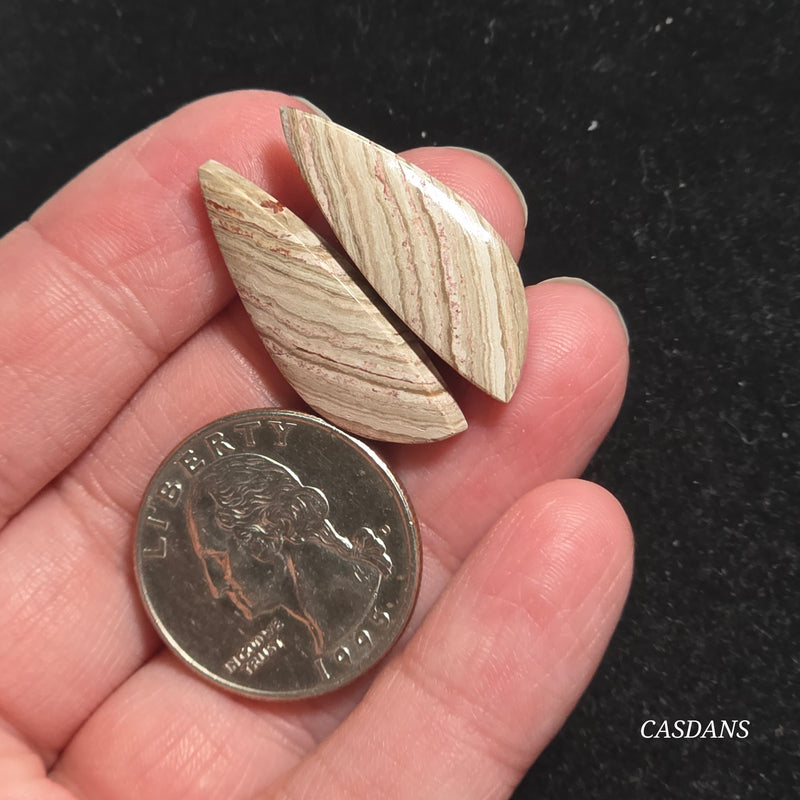 Java Stripe Jasper Cabochon Pair
