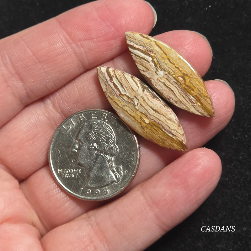 Java Stripe Jasper Cabochon Pair