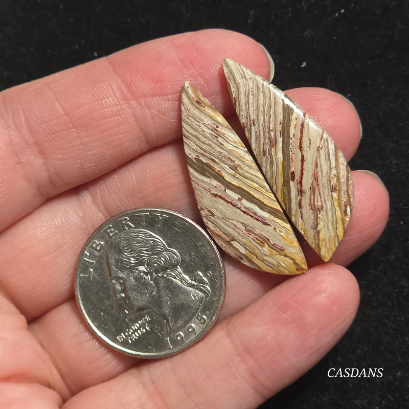 Java Stripe Jasper Cabochon Pair