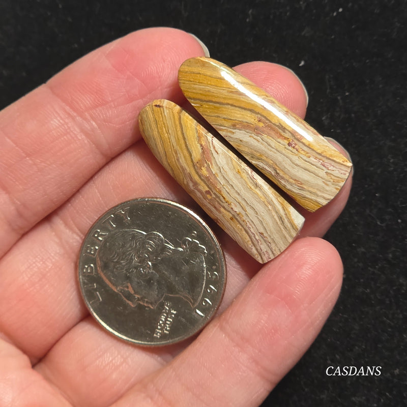 Java Stripe Jasper Cabochon Pair