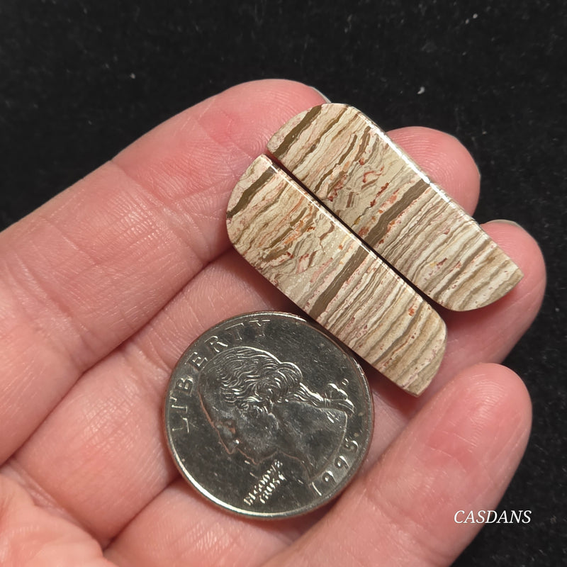 Java Stripe Jasper Cabochon Pair