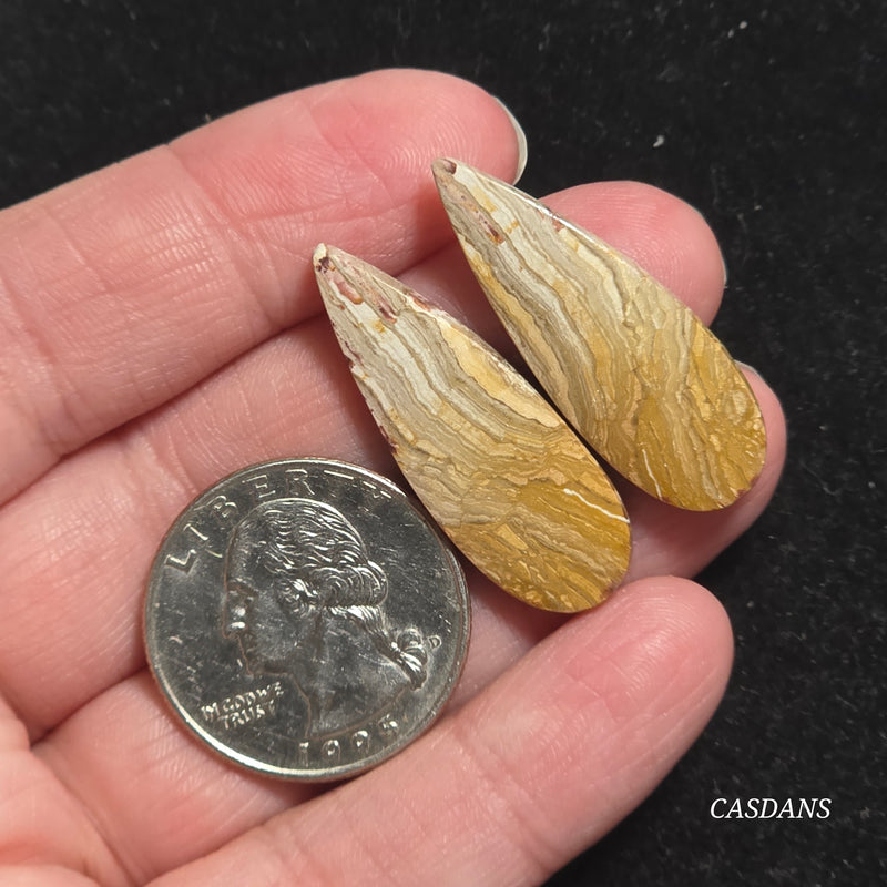 Java Stripe Jasper Cabochon Pair
