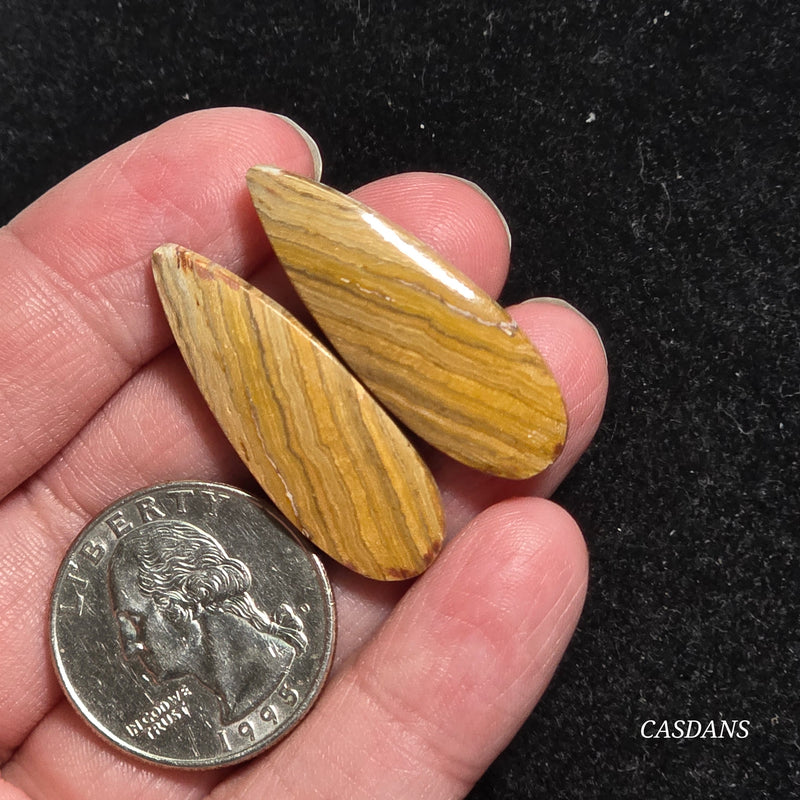 Java Stripe Jasper Cabochon Pair