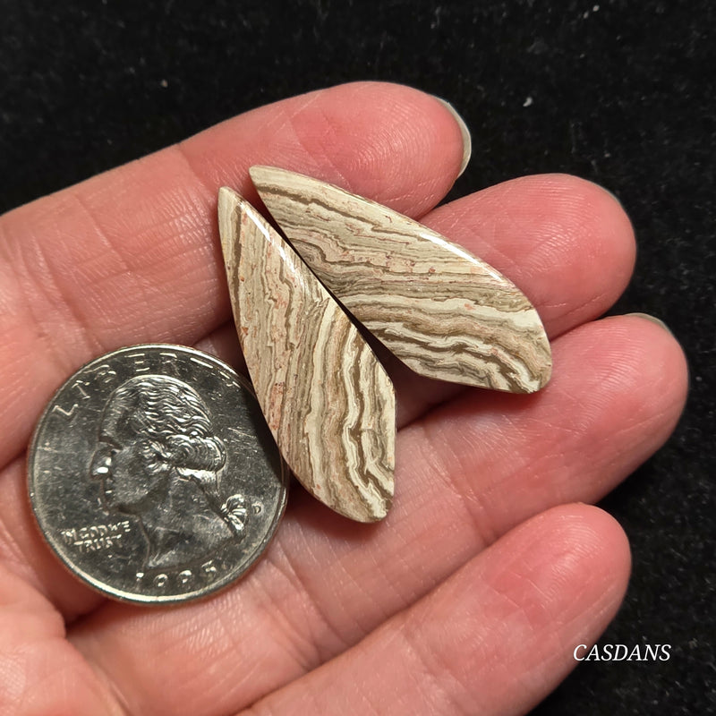 Java Stripe Jasper Cabochon Pair