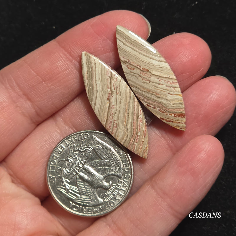 Java Stripe Jasper Cabochon Pair