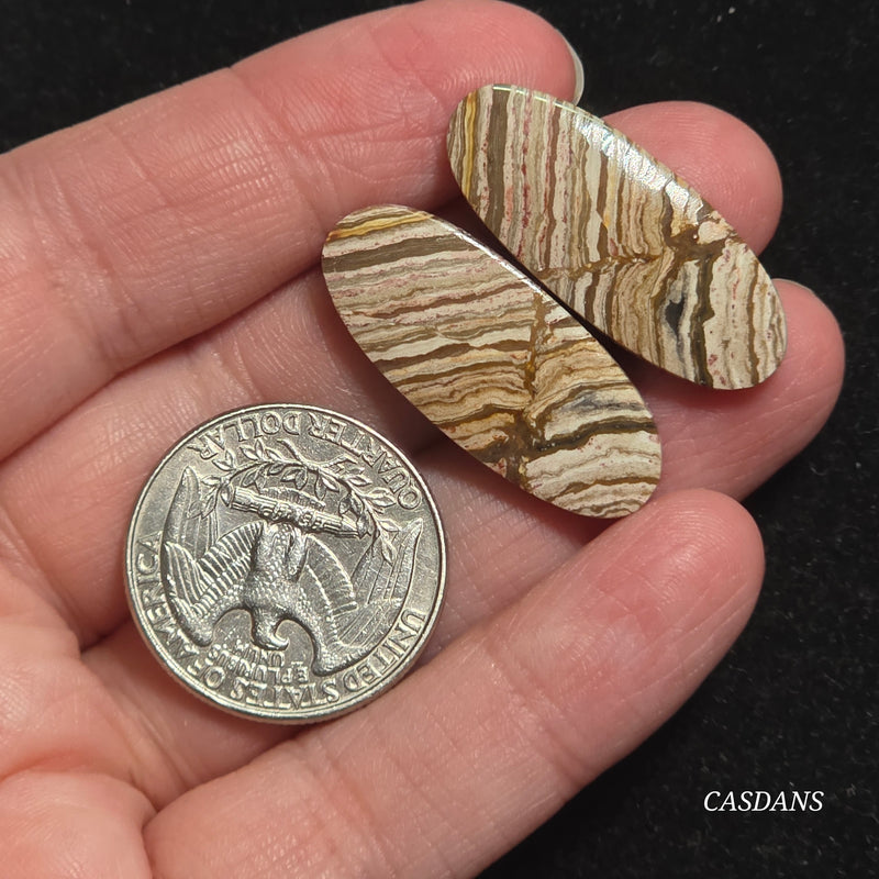 Java Stripe Jasper Cabochon Pair