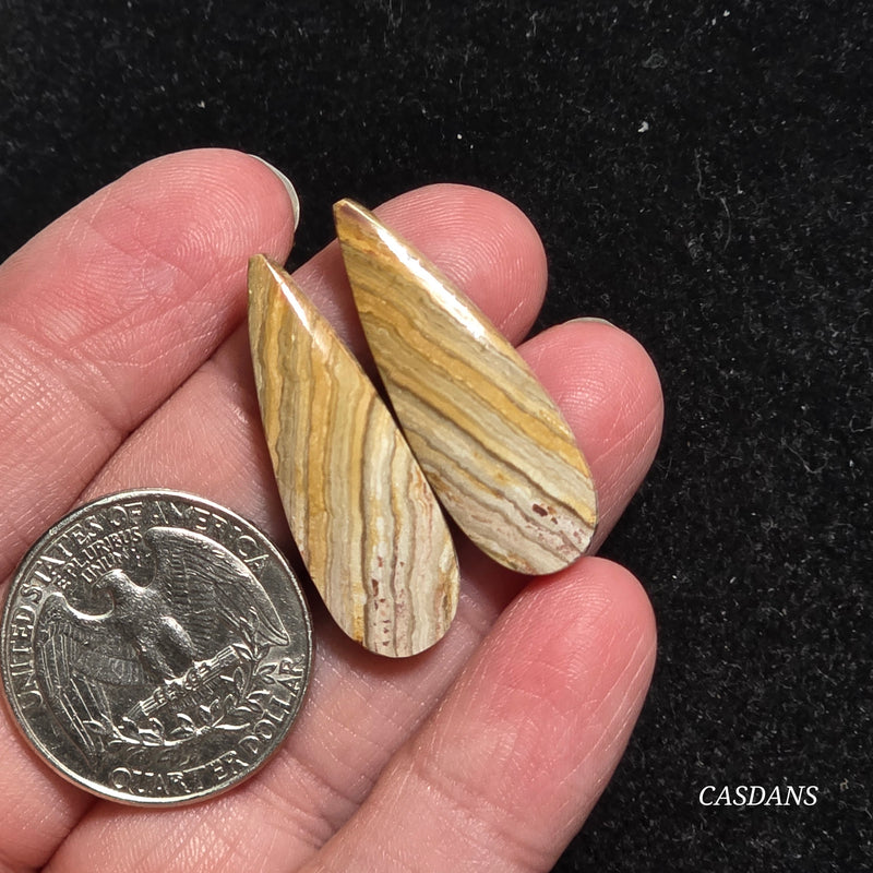 Java Stripe Jasper Cabochon Pair