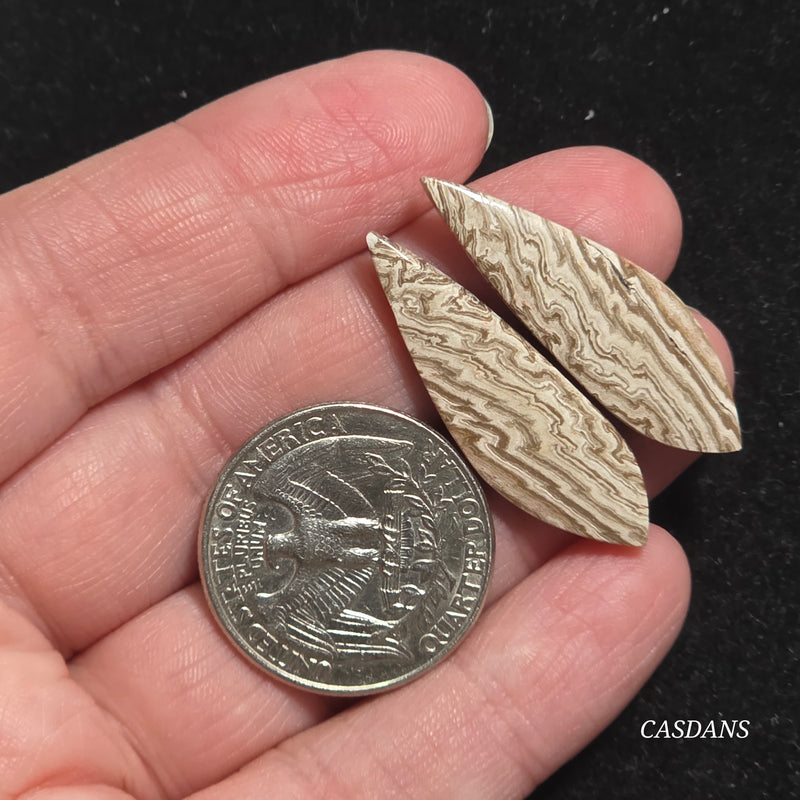 Java Stripe Jasper Cabochon Pair