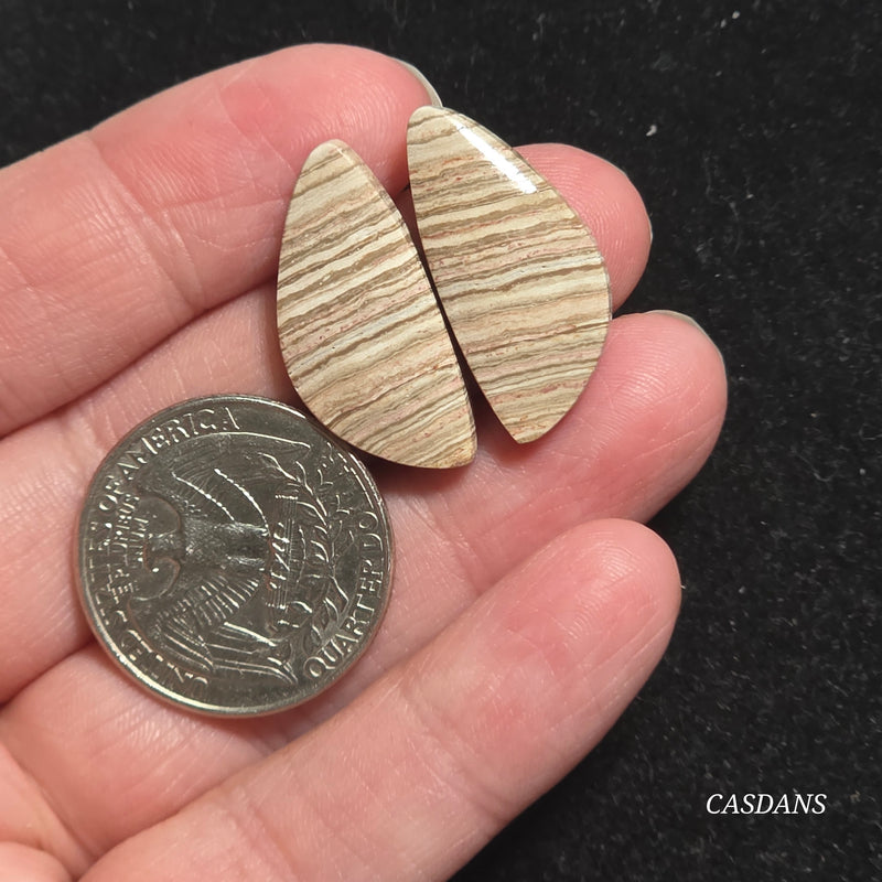 Java Stripe Jasper Cabochon Pair