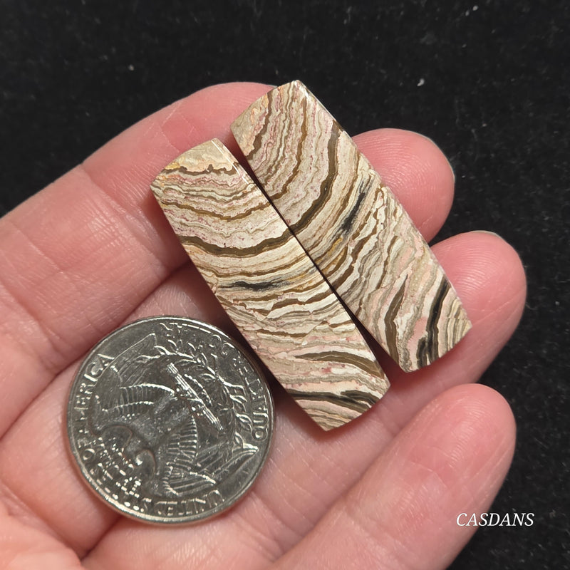 Java Stripe Jasper Cabochon Pair