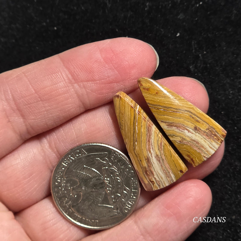 Java Stripe Jasper Cabochon Pair