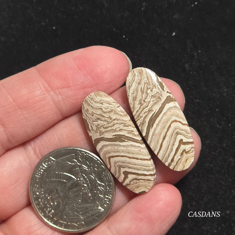 Java Stripe Jasper Cabochon Pair