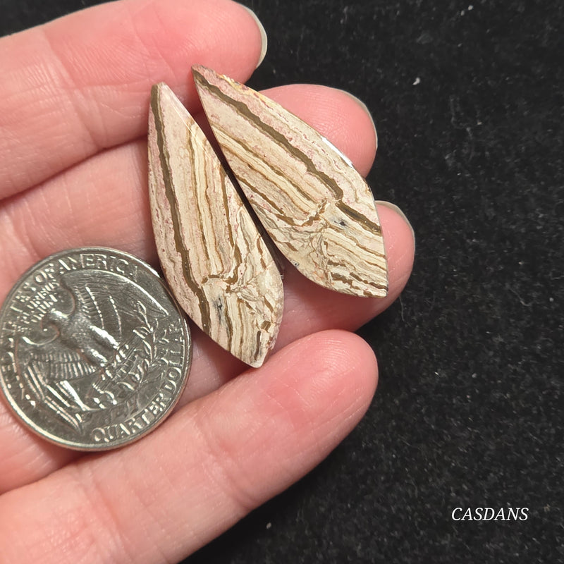 Java Stripe Jasper Cabochon Pair
