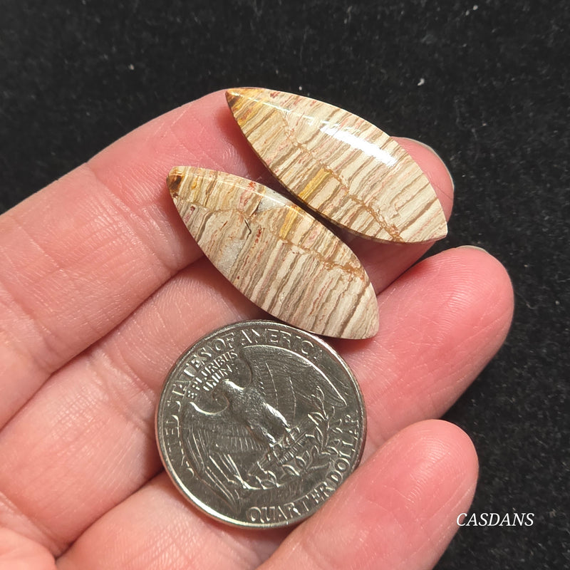 Java Stripe Jasper Cabochon Pair