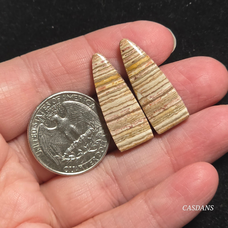Java Stripe Jasper Cabochon Pair