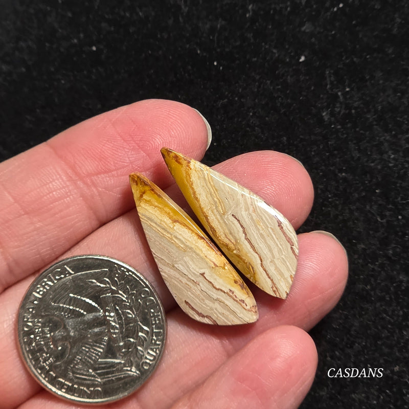 Java Stripe Jasper Cabochon Pair