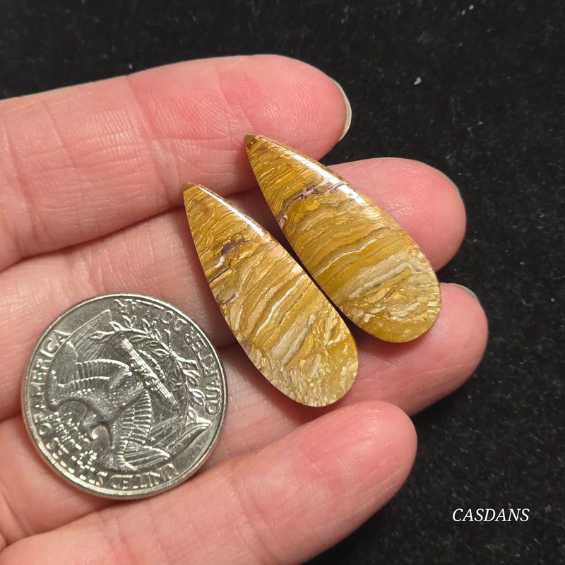 Java Stripe Jasper Cabochon Pair