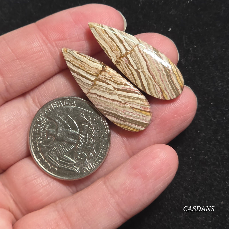 Java Stripe Jasper Cabochon Pair
