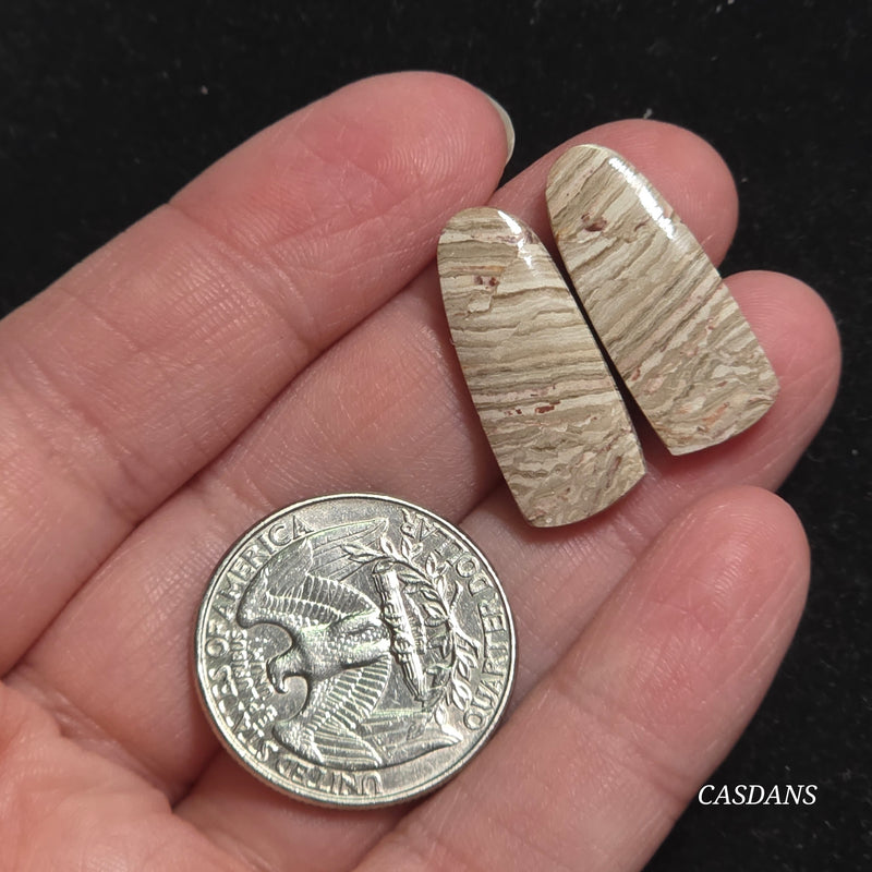 Java Stripe Jasper Cabochon Pair