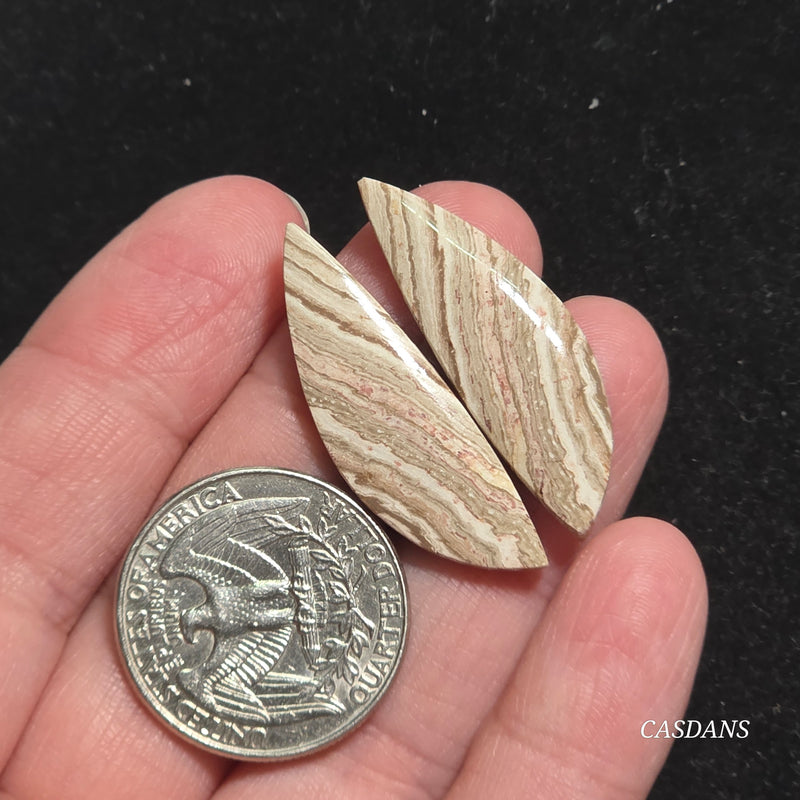 Java Stripe Jasper Cabochon Pair