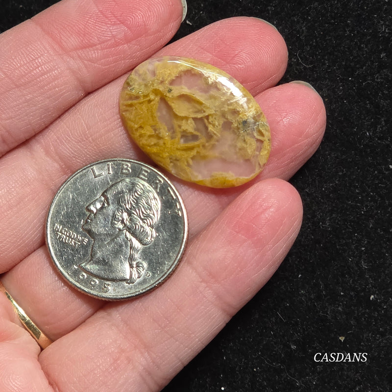 Yellow Moss Agate Cabochon *IMPERFECT*