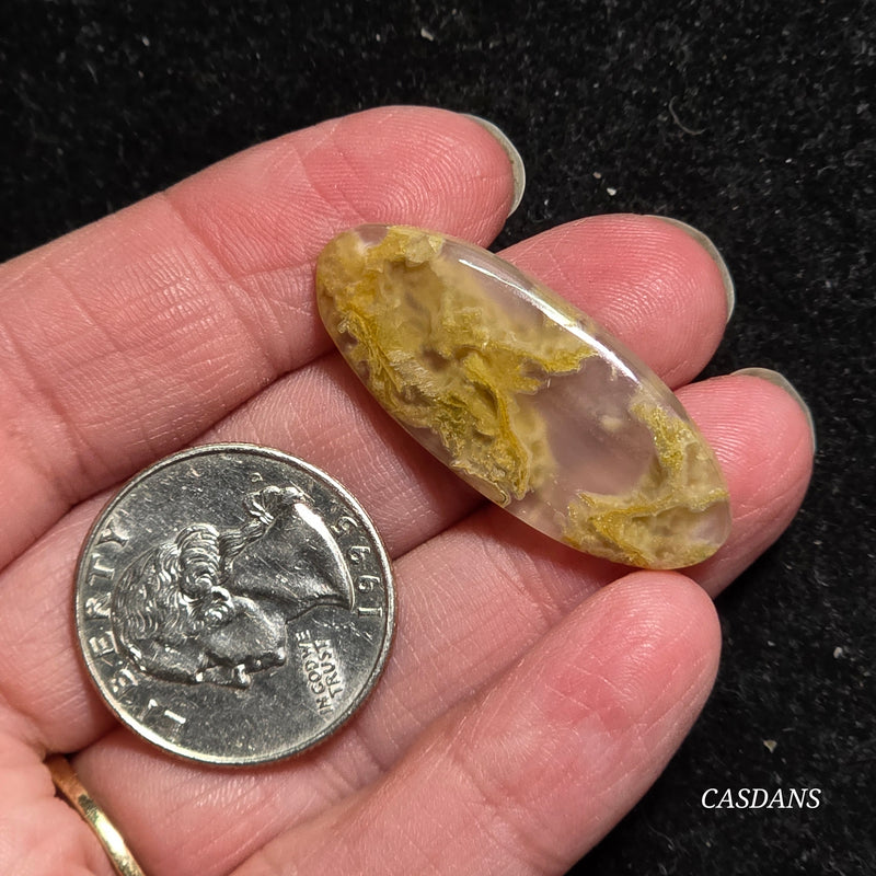 Yellow Moss Agate Cabochon *IMPERFECT*