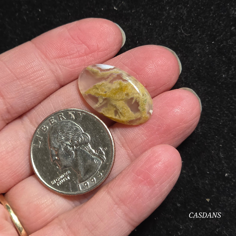 Yellow Moss Agate Cabochon *IMPERFECT*
