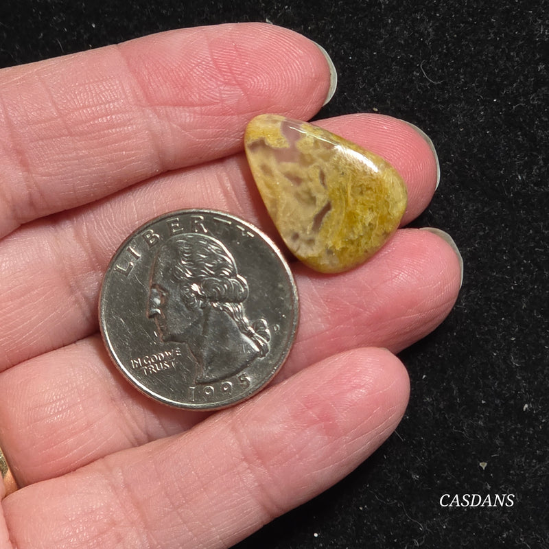 Yellow Moss Agate Cabochon *IMPERFECT*