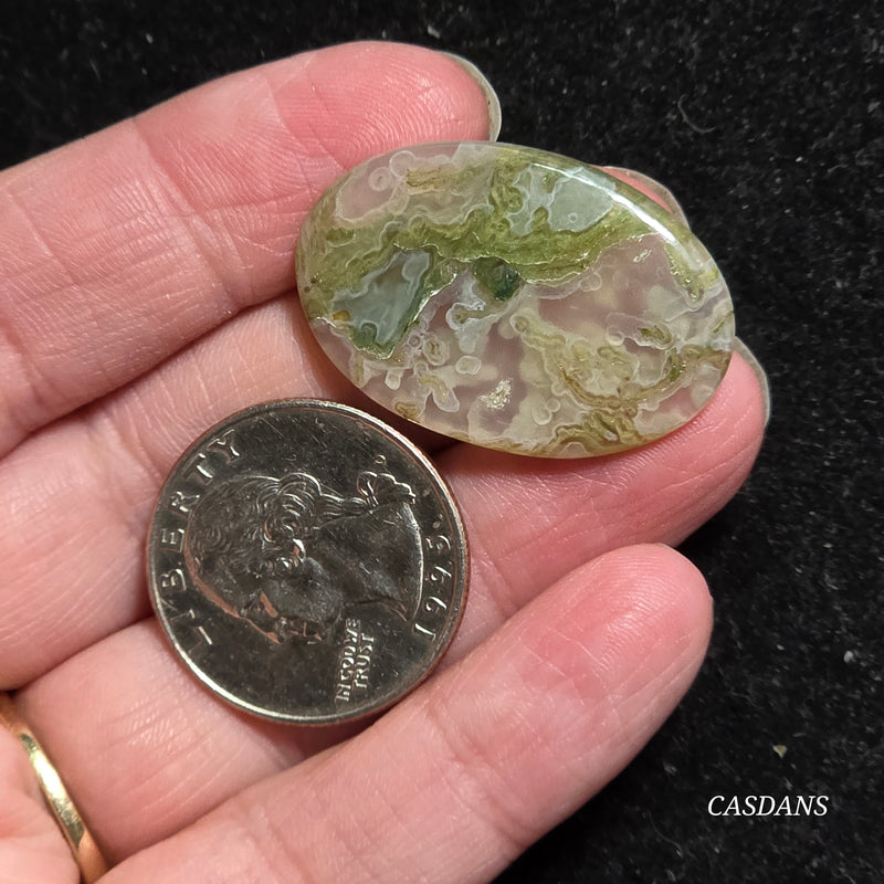 Yellow Moss Agate Cabochon *IMPERFECT*