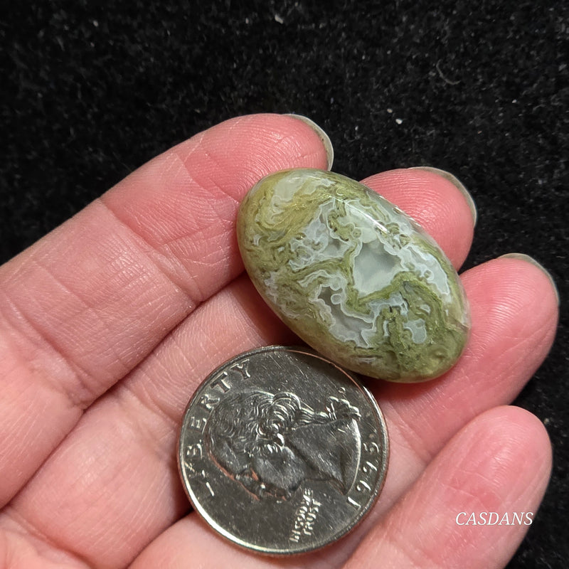 Yellow Moss Agate Cabochon *IMPERFECT*