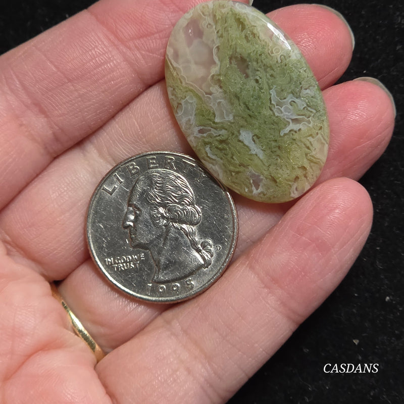 Yellow Moss Agate Cabochon *IMPERFECT*