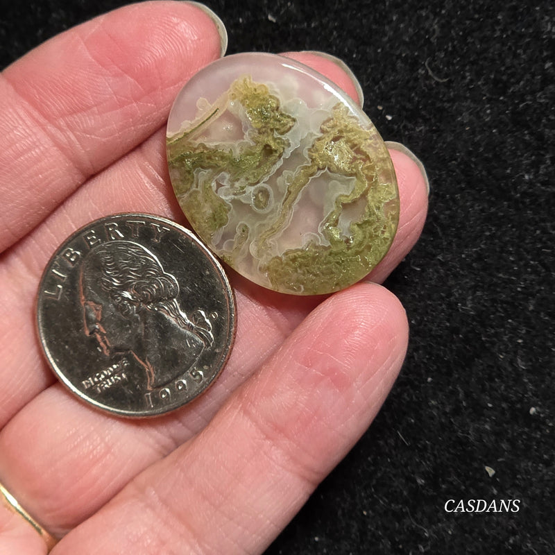 Yellow Moss Agate Cabochon *IMPERFECT*