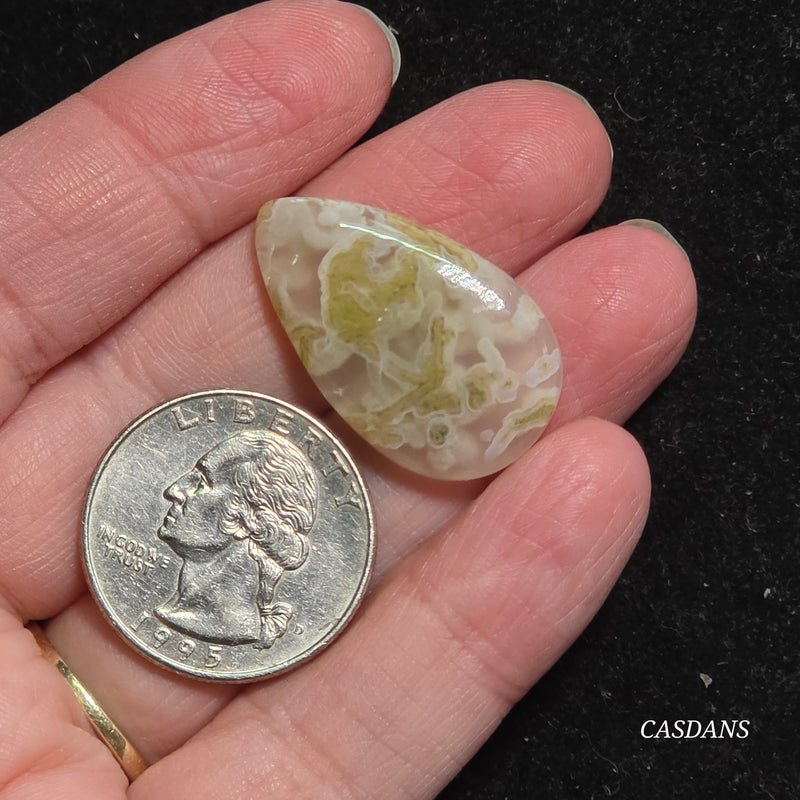 Yellow Moss Agate Cabochon *IMPERFECT*