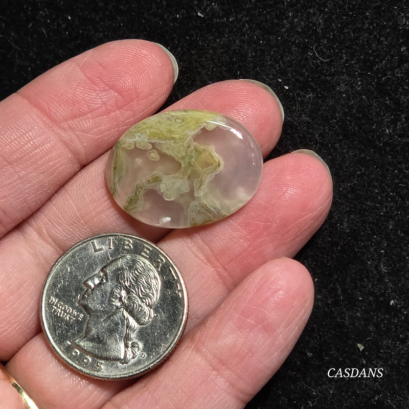 Yellow Moss Agate Cabochon *IMPERFECT*