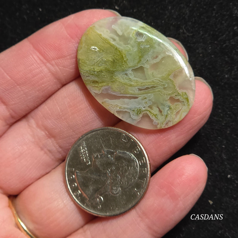 Yellow Moss Agate Cabochon *IMPERFECT*