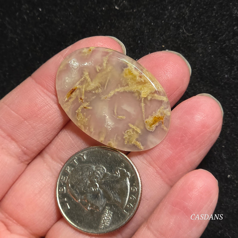 Yellow Moss Agate Cabochon *IMPERFECT*