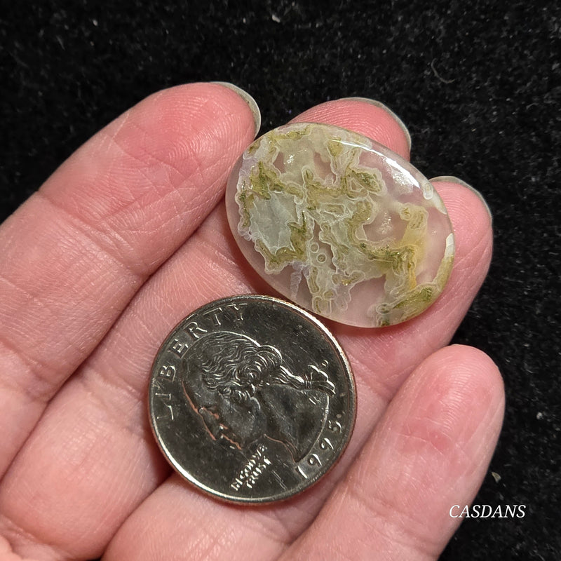 Yellow Moss Agate Cabochon *IMPERFECT*