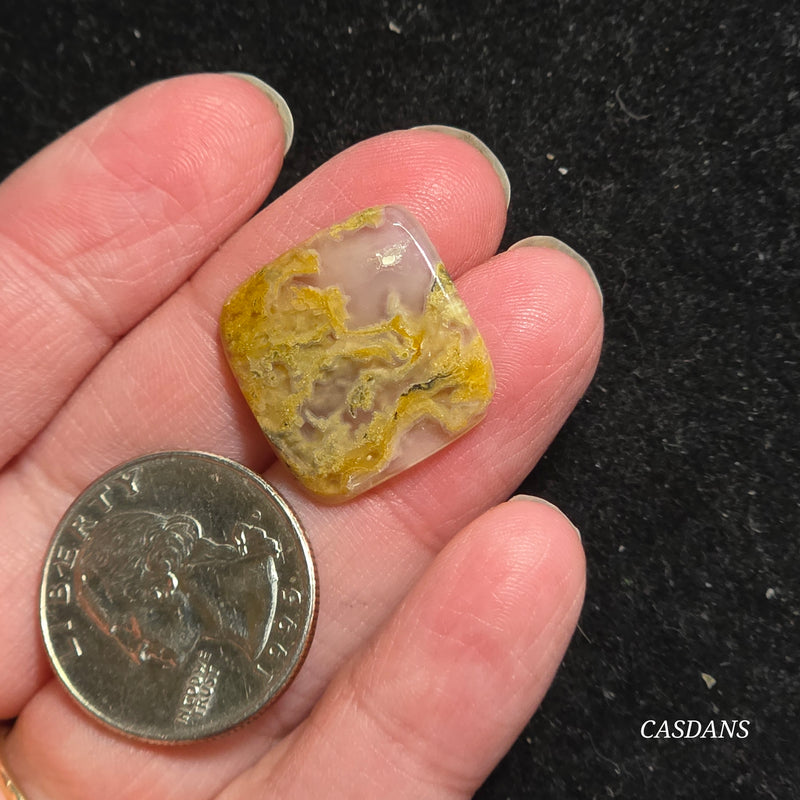 Yellow Moss Agate Cabochon *IMPERFECT*
