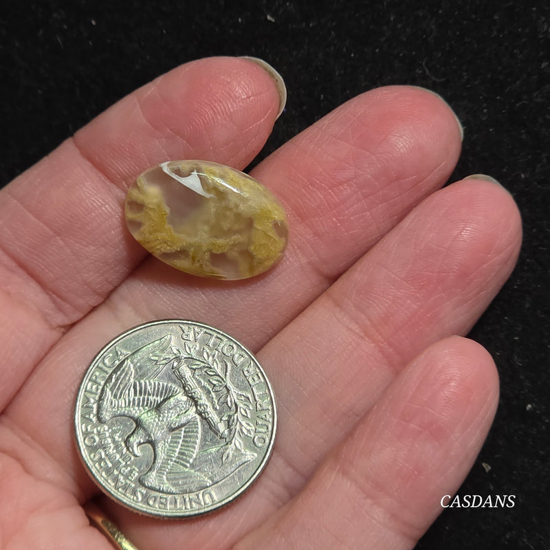 Yellow Moss Agate Cabochon *IMPERFECT*