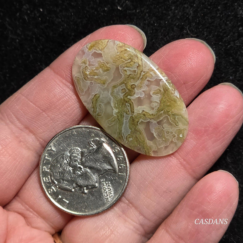 Yellow Moss Agate Cabochon *IMPERFECT*