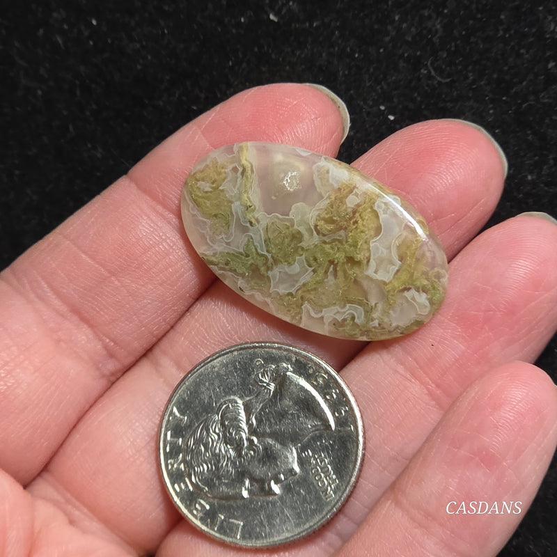 Yellow Moss Agate Cabochon *IMPERFECT*
